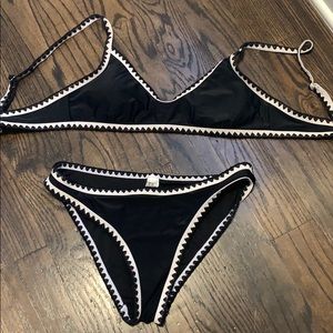 Cupshe Black and White Crochet Bikini